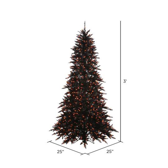 3ft. Pre-Lit Black Fir Artificial Christmas Tree, Orange Incandescent Lights